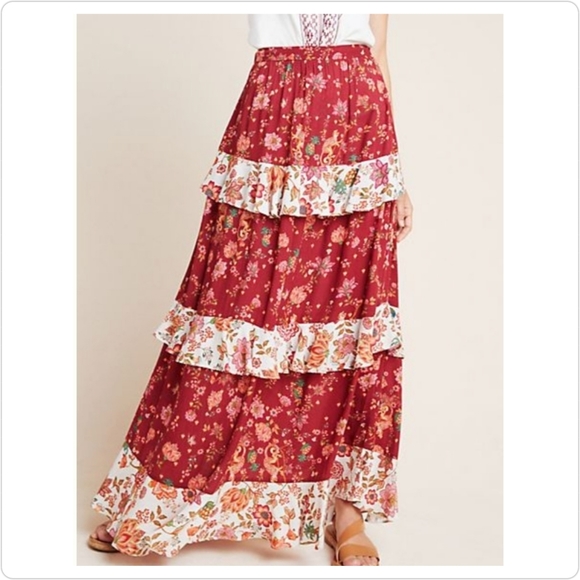 Anthropologie Dresses & Skirts - Anthropologie | Farm Rio Portia Tiered Skirt